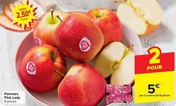 Promoties Pommes pink lady - Huismerk - Carrefour  - Geldig van 17/04/2024 tot 23/04/2024 bij Carrefour