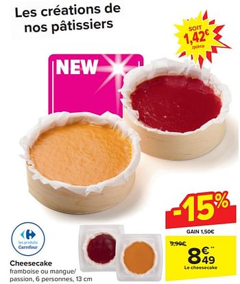 Promoties Cheesecake - Huismerk - Carrefour  - Geldig van 17/04/2024 tot 23/04/2024 bij Carrefour