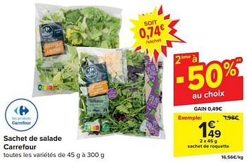 Promoties Sachet de salade carrefour - Huismerk - Carrefour  - Geldig van 17/04/2024 tot 23/04/2024 bij Carrefour