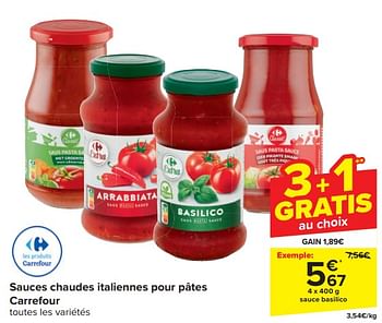 Promoties Sauce basilico - Huismerk - Carrefour  - Geldig van 17/04/2024 tot 23/04/2024 bij Carrefour