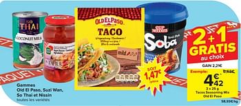Promotions Tacos seasoning mix old el paso - Produit maison - Carrefour  - Valide de 17/04/2024 à 23/04/2024 chez Carrefour
