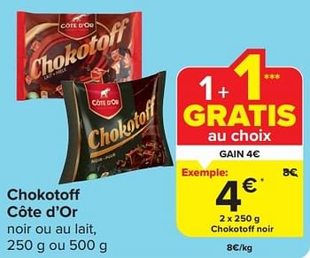 Promotions Chokotoff noir - Cote D'Or - Valide de 17/04/2024 à 23/04/2024 chez Carrefour
