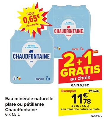 Promoties Eau minérale naturelle plate - Chaudfontaine - Geldig van 17/04/2024 tot 23/04/2024 bij Carrefour