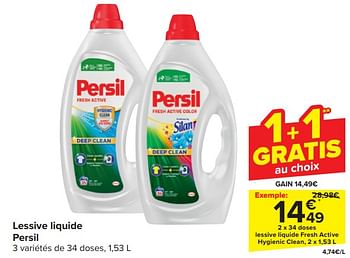 Promoties Lessive liquide fresh active hygienic clean - Persil - Geldig van 17/04/2024 tot 23/04/2024 bij Carrefour