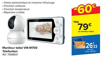 Promoties Moniteur bébé vm-m700 telefunken - Telefunken - Geldig van 17/04/2024 tot 29/04/2024 bij Carrefour