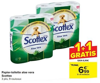 Promoties Papier-toilette aloe vera scottex - Scottex - Geldig van 17/04/2024 tot 23/04/2024 bij Carrefour