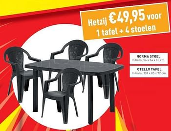 Promoties 1 otello tafel + 4 norma stoel - Huismerk - Trafic  - Geldig van 17/04/2024 tot 22/04/2024 bij Trafic