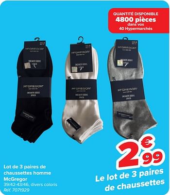 Promoties Lot de 3 paires de chaussettes homme mcgregor - Mc Gregor - Geldig van 17/04/2024 tot 29/04/2024 bij Carrefour