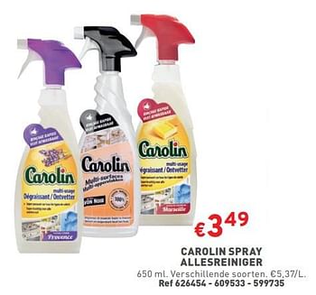 Promotions Carolin spray allesreiniger - Carolin - Valide de 17/04/2024 à 22/04/2024 chez Trafic