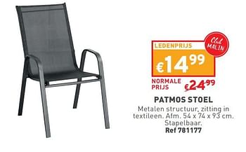 Promotions Patmos stoel - Produit maison - Trafic  - Valide de 17/04/2024 à 22/04/2024 chez Trafic
