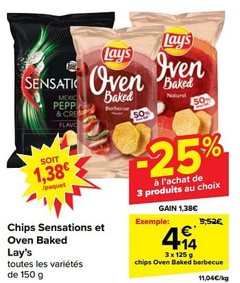 Promoties Chips oven baked barbecue - Lay's - Geldig van 17/04/2024 tot 29/04/2024 bij Carrefour