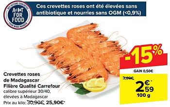 Promoties Crevettes roses de madagascar filière qualité carrefour - Huismerk - Carrefour  - Geldig van 17/04/2024 tot 29/04/2024 bij Carrefour