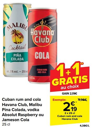 Promoties Cuban rum and cola havana club - Havana club - Geldig van 17/04/2024 tot 29/04/2024 bij Carrefour