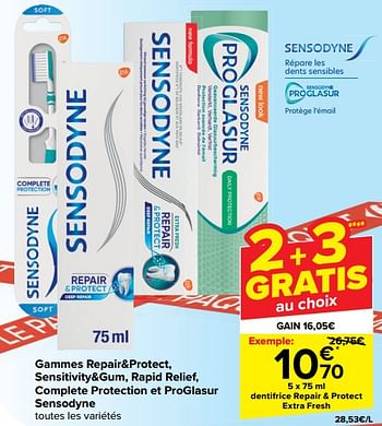 Promotions Dentifrice repair + protect extra fresh - Sensodyne - Valide de 17/04/2024 à 29/04/2024 chez Carrefour