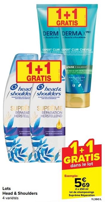 Promoties Lot de shampooings suprême réparation - Head & Shoulders - Geldig van 17/04/2024 tot 29/04/2024 bij Carrefour