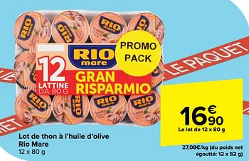 Promotions Lot de thon à l’huile d’olive rio mare - Rio Mare - Valide de 17/04/2024 à 29/04/2024 chez Carrefour