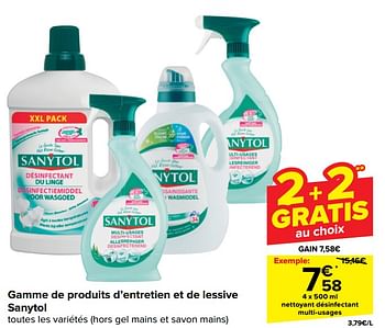 Promoties Nettoyant désinfectant multi-usages - Sanytol - Geldig van 17/04/2024 tot 29/04/2024 bij Carrefour