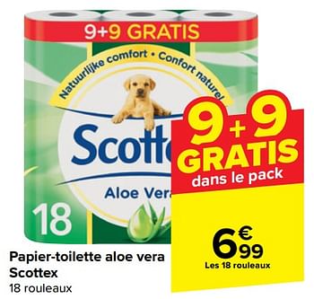 Promoties Papier-toilette aloe vera scottex - Scottex - Geldig van 17/04/2024 tot 29/04/2024 bij Carrefour