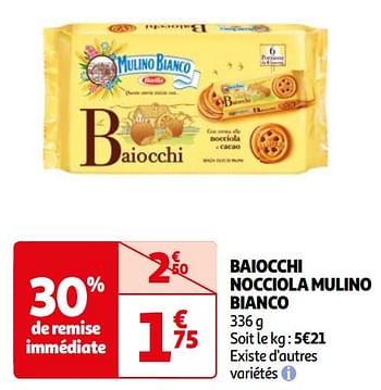 Promoties Baiocchi nocciola mulino bianco - Mulino Bianco - Geldig van 16/04/2024 tot 22/04/2024 bij Auchan