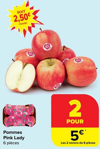 Promoties Pommes pink lady - Huismerk - Carrefour  - Geldig van 17/04/2024 tot 29/04/2024 bij Carrefour