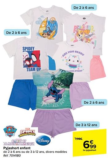 Promoties Pyjashort enfant - Disney - Geldig van 17/04/2024 tot 29/04/2024 bij Carrefour