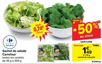 Promoties Sachet de salade carrefour - Huismerk - Carrefour  - Geldig van 17/04/2024 tot 29/04/2024 bij Carrefour