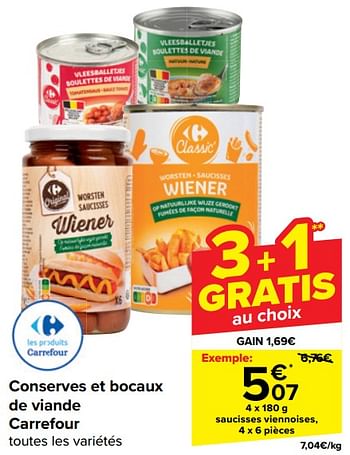 Promoties Saucisses viennoises - Huismerk - Carrefour  - Geldig van 17/04/2024 tot 29/04/2024 bij Carrefour