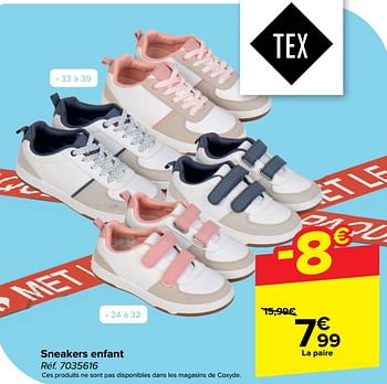 Promoties Sneakers enfant - Tex - Geldig van 17/04/2024 tot 29/04/2024 bij Carrefour