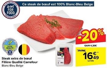Promotions Steak extra de boeuf filière qualité carrefour - Produit maison - Carrefour  - Valide de 17/04/2024 à 29/04/2024 chez Carrefour