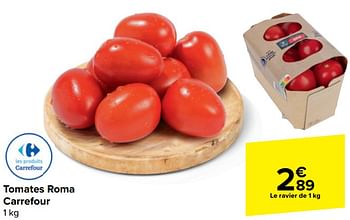 Promotions Tomates roma carrefour - Produit maison - Carrefour  - Valide de 17/04/2024 à 29/04/2024 chez Carrefour