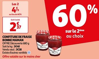 Promoties Confiture de fraise bonne maman - Bonne Maman - Geldig van 16/04/2024 tot 22/04/2024 bij Auchan