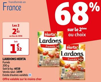 Promoties Lardons herta - Herta - Geldig van 16/04/2024 tot 22/04/2024 bij Auchan