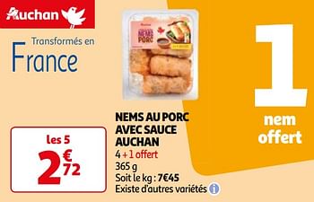Promoties Nems au porc avec sauce auchan - Huismerk - Auchan - Geldig van 16/04/2024 tot 22/04/2024 bij Auchan