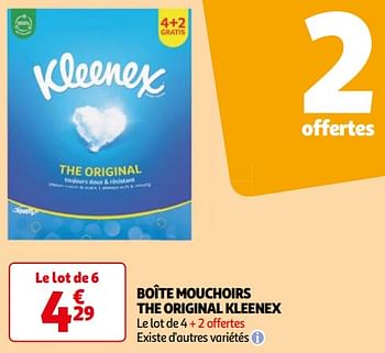 Promoties Boîte mouchoirs the original kleenex - Kleenex - Geldig van 16/04/2024 tot 22/04/2024 bij Auchan