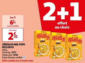 Promoties Céréales miel pops kelloggs - Kellogg's - Geldig van 16/04/2024 tot 22/04/2024 bij Auchan