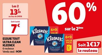 Promoties Essuie tout ultra clean kleenex - Kleenex - Geldig van 16/04/2024 tot 22/04/2024 bij Auchan