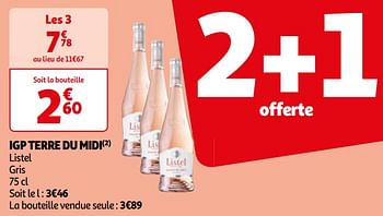 Promoties Igp terre du midi listel gris - Rosé wijnen - Geldig van 16/04/2024 tot 22/04/2024 bij Auchan