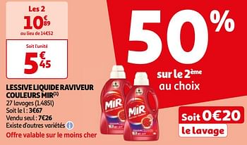 Promoties Lessive liquide raviveur couleurs mir - Mir - Geldig van 16/04/2024 tot 22/04/2024 bij Auchan