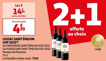 Promoties Lussac saint émilion aop 2022 - Rode wijnen - Geldig van 16/04/2024 tot 22/04/2024 bij Auchan