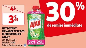 Promoties Nettoyant ménager fête des fleurs muguet ajax - Ajax - Geldig van 16/04/2024 tot 22/04/2024 bij Auchan