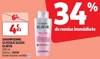 Promoties Shampooing glycolic gloss elsève - L'Oreal Paris - Geldig van 16/04/2024 tot 22/04/2024 bij Auchan
