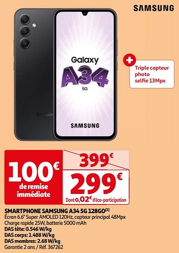 Promoties Smartphone samsung a34 5g 128go - Samsung - Geldig van 16/04/2024 tot 22/04/2024 bij Auchan