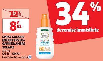 Promoties Spray solaire enfant fps 50+ garnier ambre solaire - Garnier - Geldig van 16/04/2024 tot 22/04/2024 bij Auchan