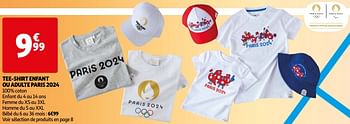 Promoties Tee-shirt enfant ou adulte paris 2024 - Huismerk - Auchan - Geldig van 16/04/2024 tot 22/04/2024 bij Auchan