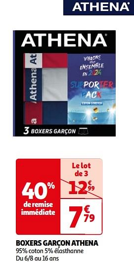 Promoties Boxers garçon athena - Athena - Geldig van 16/04/2024 tot 22/04/2024 bij Auchan