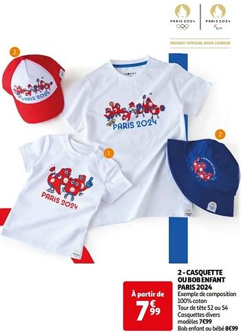 Promoties Casquette ou bob enfant paris 2024 - Huismerk - Auchan - Geldig van 16/04/2024 tot 22/04/2024 bij Auchan