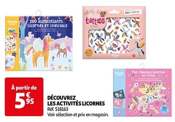 Promoties Découvrez les activités licornes - Huismerk - Auchan - Geldig van 16/04/2024 tot 22/04/2024 bij Auchan