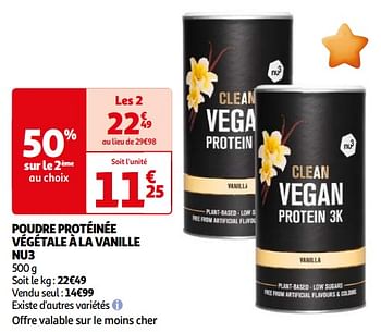 Promoties Poudre protéinée végétale à la vanille nu3 - Nu3 - Geldig van 16/04/2024 tot 22/04/2024 bij Auchan