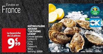 Promotions Huîtres filière auchan cultivons le bon - Produit Maison - Auchan Ronq - Valide de 16/04/2024 à 22/04/2024 chez Auchan Ronq