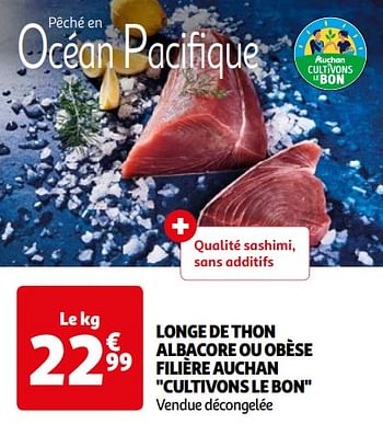 Promotions Longe de thon albacore ou obèse filière auchan cultivons le bon - Produit Maison - Auchan Ronq - Valide de 16/04/2024 à 22/04/2024 chez Auchan Ronq